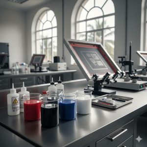 Encres sérigraphiques à base de solvant et produits de gravure